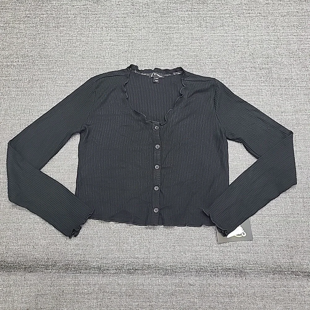 Kids Girls Long Sleeves Buttons Front Cardigan Dress Set Large Size 10/12 Black